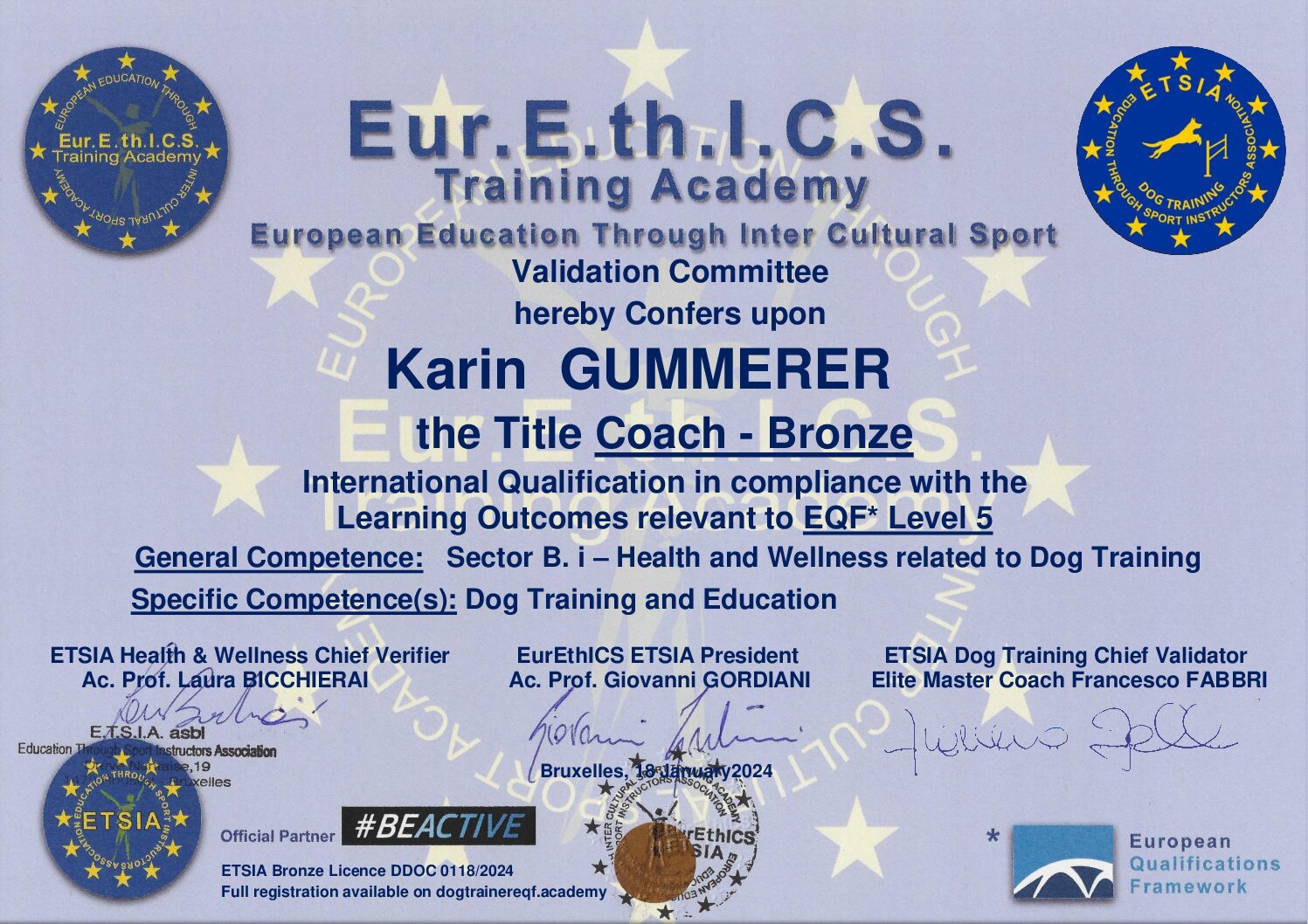 Zertifikat: GUMMERER KARIN 5 BRONZE (1)